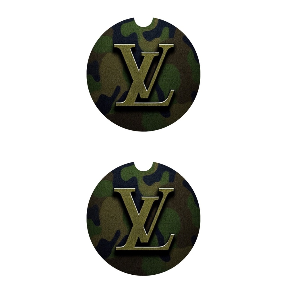 HANDMADE FASHION Set of 2 Sandstone Car Coasters 2.5”